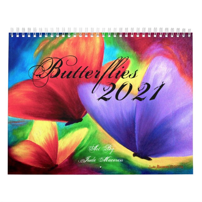 Calendário Modern Butterfly Floral Illustrations 2022 Wall (Capa)
