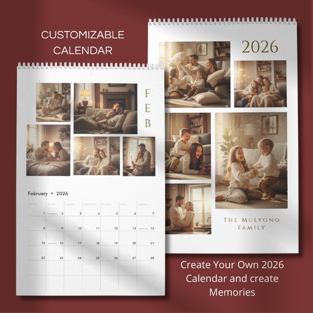 Calendário Modern & Elegant Personalized 2026 Calendar (Criador carregado)