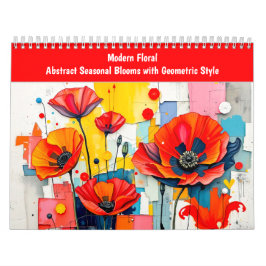Calendário Modern Floral Abstract Seasonal Blooms with Geomet