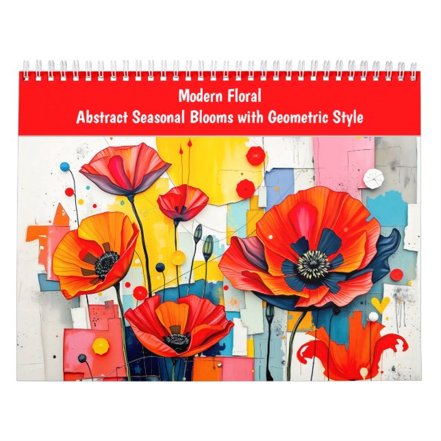 Calendário Modern Floral Abstract Seasonal Blooms with Geomet (Capa)