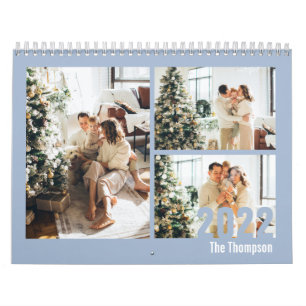 Calendário Modern Light Blue Personalizar Crie sua própria fo