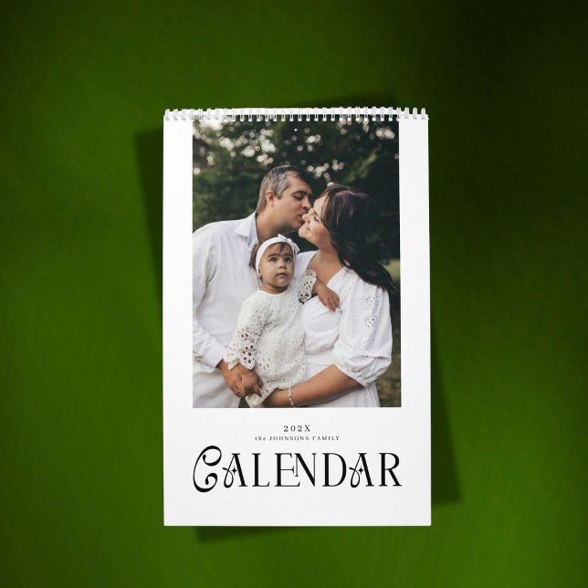 Calendário Modern Minimal Chic Typography Custom Family Photo (Criador carregado)