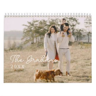 Calendário Modern Minimal Handwritten Script Family Photo
