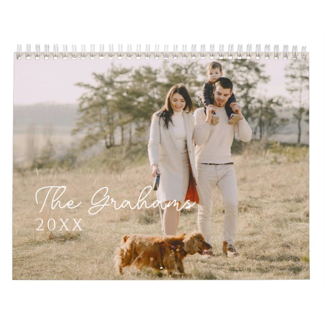 Calendário Modern Minimal Handwritten Script Family Photo (Capa)