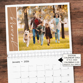 Calendário Modern Minimal Terracotta One Photo Family