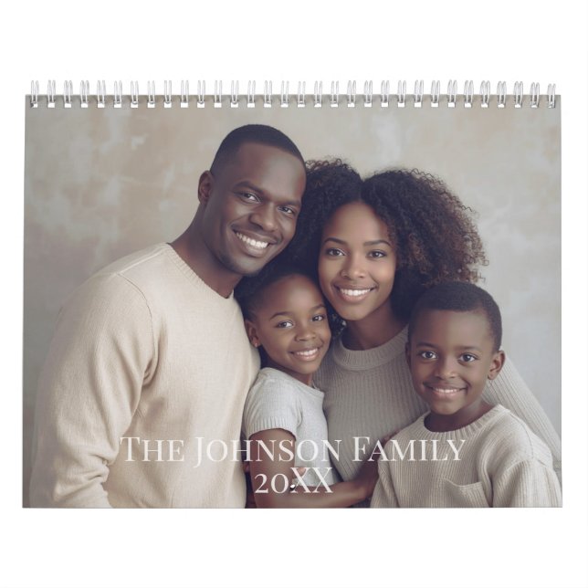 Calendário Modern Minimalist Family Photo Calendar (Capa)