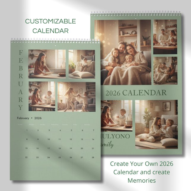 Calendário Modern Minimalist Family Photo Calendar 2026 (Criador carregado)