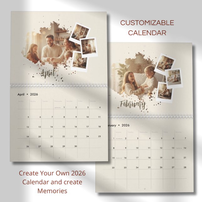Calendário Modern Minimalist Family Photo Calendar 2026 (Criador carregado)