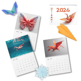Calendário Modern Origami Art 2026 Custom Photo 