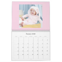 Modern Pink Baby Girl Family Photo Calendar 2026