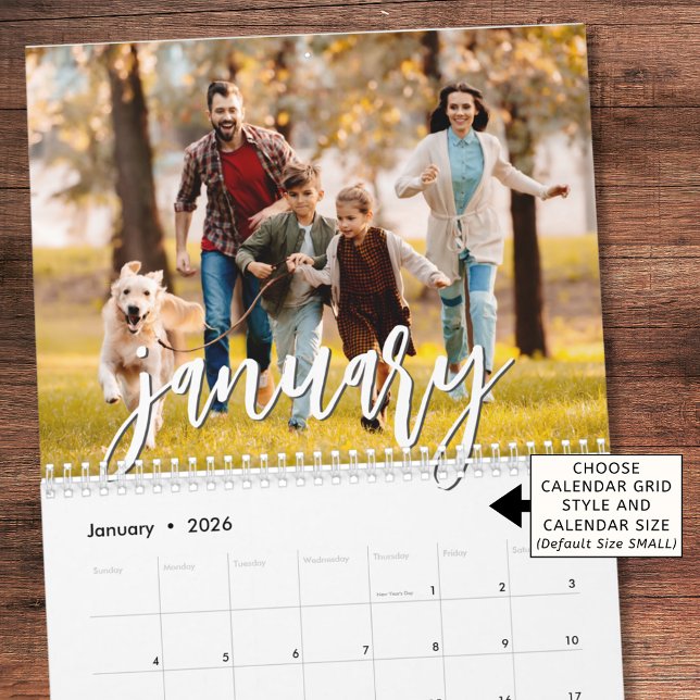 Calendário Modern Single Photo Script Custom (Criador carregado)