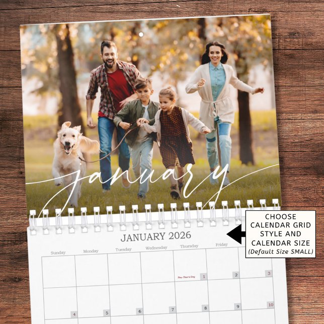 Calendário Modern Single Photo Script Custom (Criador carregado)