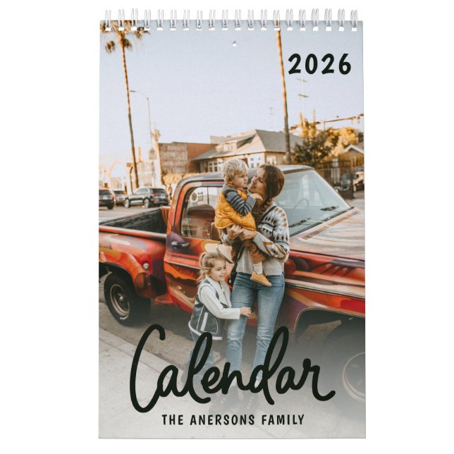 Calendário Modern Stylish Trendy Script Family Photo Monthly  (Capa)