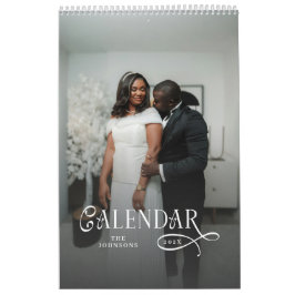 Calendário Modern Typography Custom Newlyweds Wedding Photo