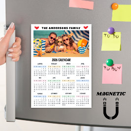 Calendário Moderno 2026 Ímã Colagem de Foto Person