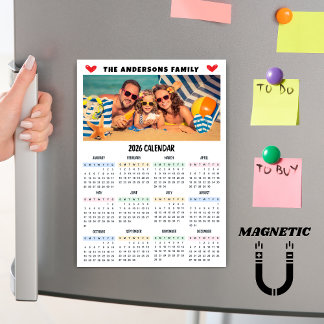 Calendário Moderno 2026 Ímã Colagem de Foto Person