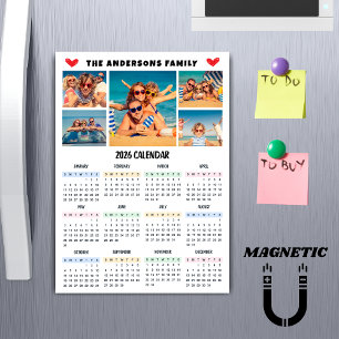 Calendário Moderno 2026 Ímã de Colagem de Foto Per