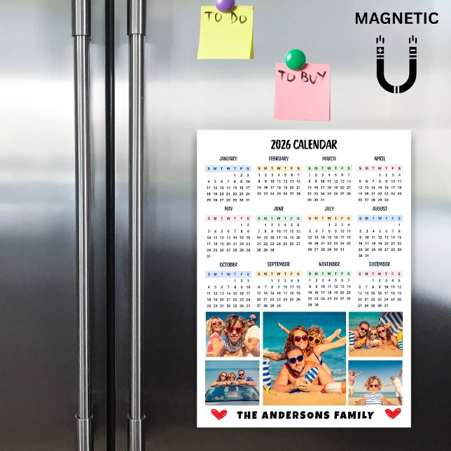 Calendário Moderno 2026 Ímã de Colagem de Foto Per (Criador carregado)