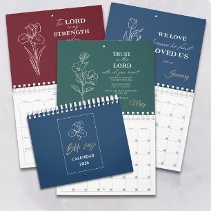 Calendário Moderno Floral Cristão Simples