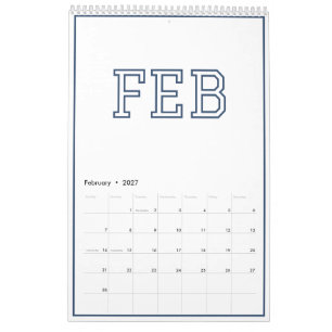Calendário Moderno Minimalista Elegante Azul Marinho