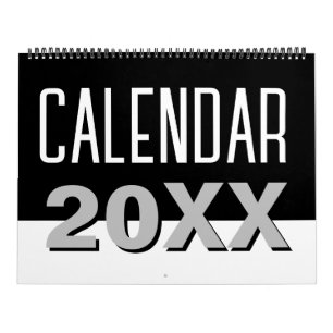 Calendário Moderno Minimalista Limpo Preto e Branco 2027