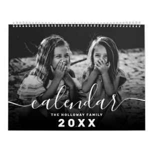 Calendário Moderno monograma de sua família 26 fotos em grade