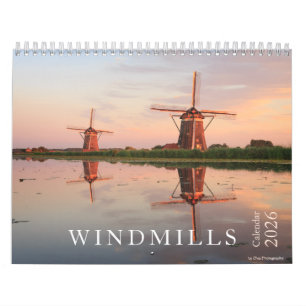 Calendário Moinhos de vento de 2026 fotografia na Holanda