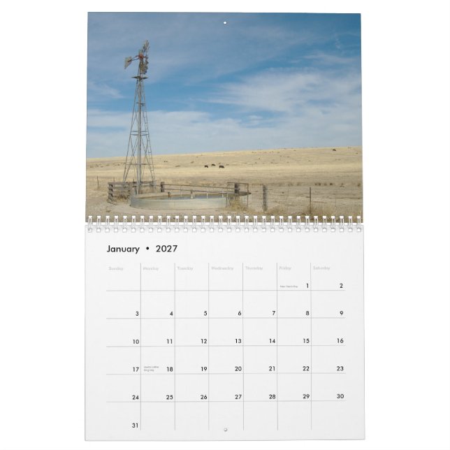 Calendário Moinhos de vento ocidentais 2012-2013 de Kansas (Jan 2027)