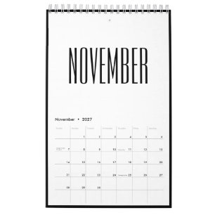 Calendário Moldura Preta e Branca Minimalista Simples 2027