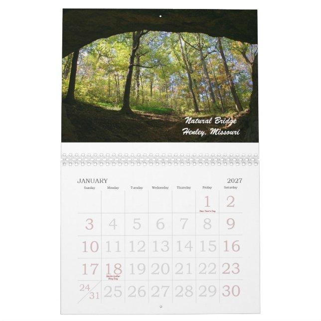 Calendário Momentos em Missouri (Jan 2027)