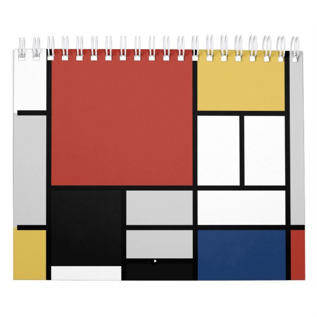 Calendário Mondrian Painting Red Plane Yellow Black Cinza Blu (Capa)