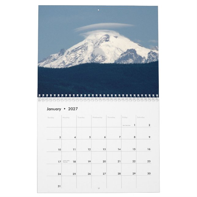 Calendário Montanhas e colinas noroestes pacíficas (Jan 2027)