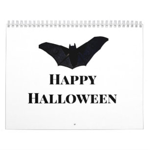 Calendário Morcego preto feliz Halloween adicionar texto nome