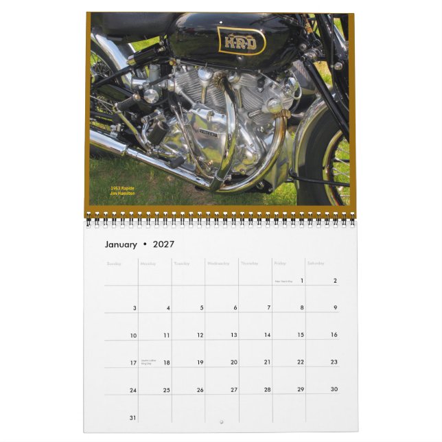 Calendário Motociclos Vincent 2015 (Jan 2027)