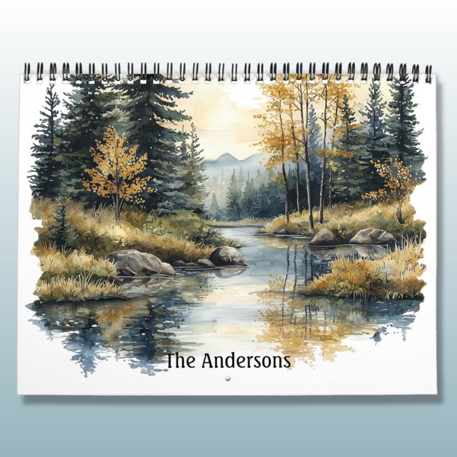 Calendário Mountain Lakes and Streams Watercolors (Criador carregado)