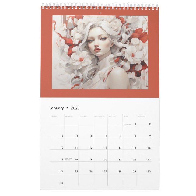 Calendário Mulher elegante design (Jan 2027)