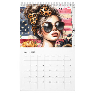 Calendário Mulher Patriótica Babe Americana Da América