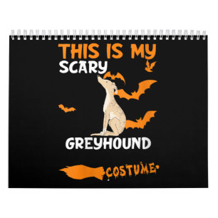 Calendário Mulheres Greyhound Brindle Figurume Halloween Lazy