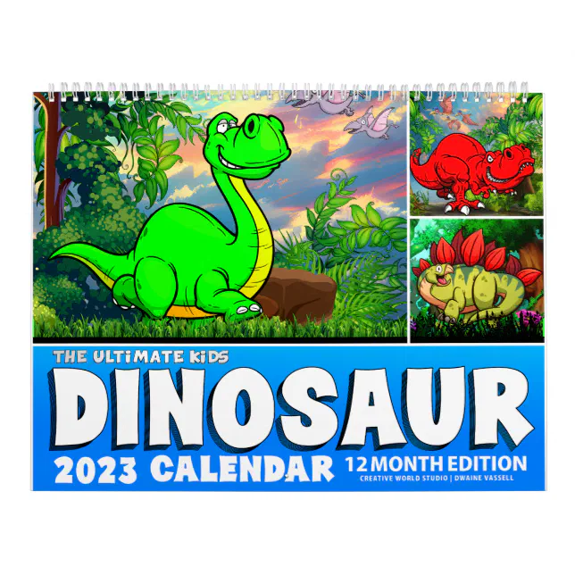 Calendário bonito dos dinossauros dos desenhos