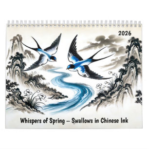 Calendário Murmurios da Primavera – Andorinhas em Tinta Chine