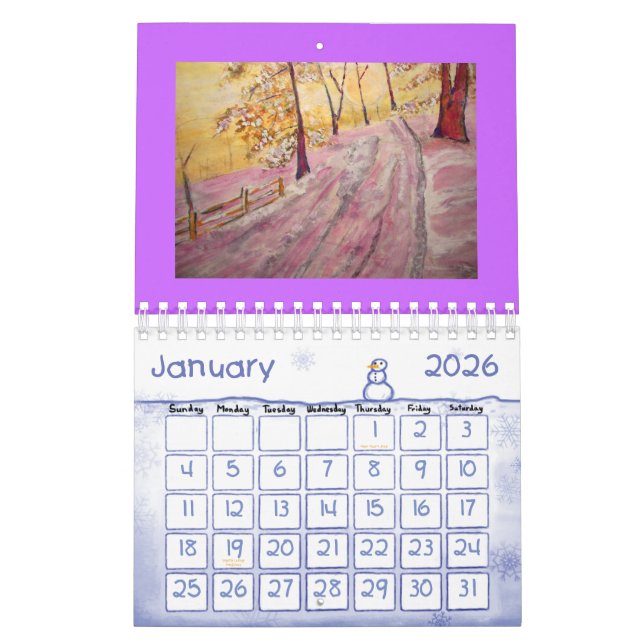 Calendário música e paisagens (Jan 2026)