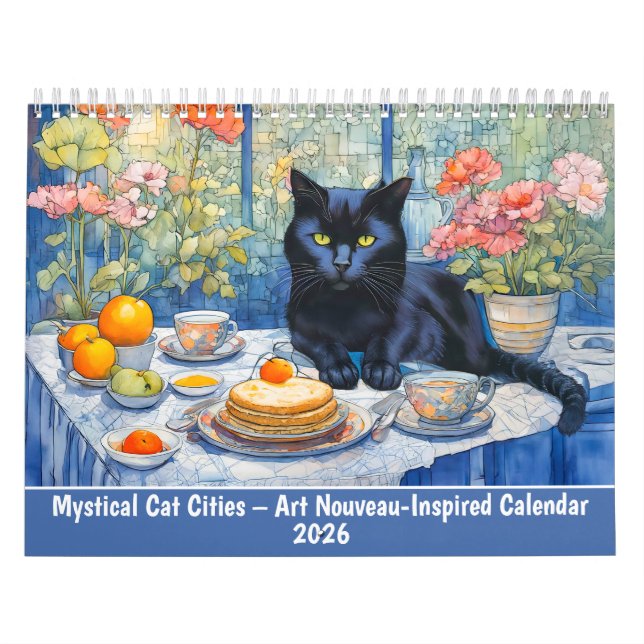 Calendário Mystical Cat Cities Art Nouveau-Inspired Calendar (Capa)