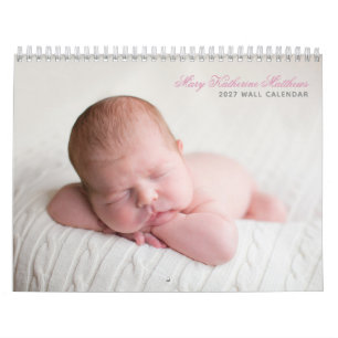 Calendário Namorada Personalizada de Menina Foto Cor-de-Rosa 