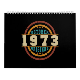 Calendário Nascer de outubro de 1973 - Retro original