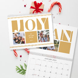 Calendário Natal da Colagem de Fotos da Família Joy Amarelo