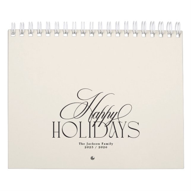 Calendário Natal de Creme de Fotografia Personalizada Elegant (Capa)