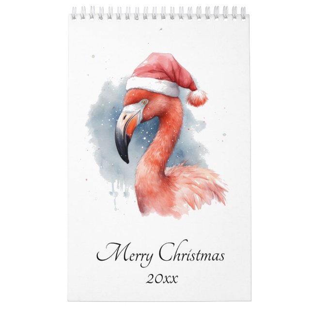 Calendário Natal Flamingo personalizável (Capa)