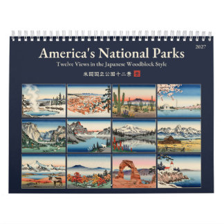 Calendário National Parks 2027 Japanese Woodblock Print Art
