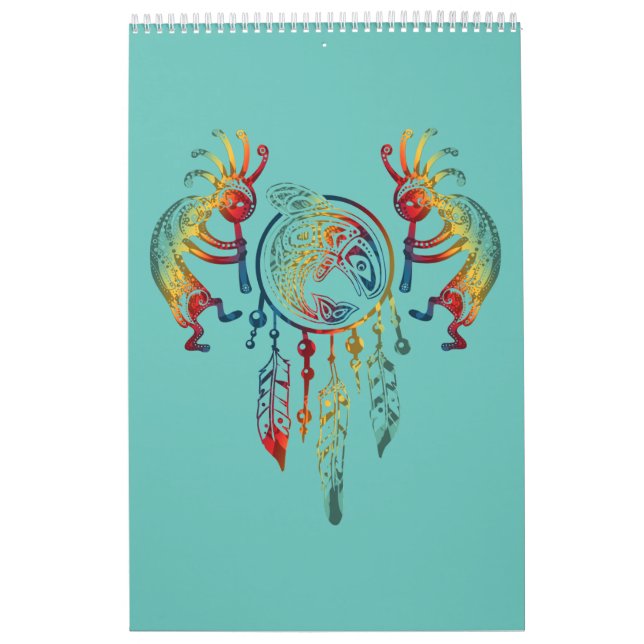 Calendário Nativo americano Kokopelli Whale Dreamcatcher 1 (Capa)