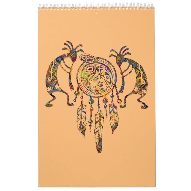 Calendário Nativo americano Kokopelli Whale Dreamcatcher 2 (Capa)